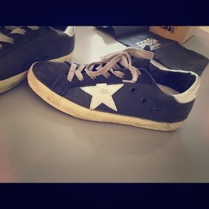 Golden Goose Superstar black and silver shoes 9